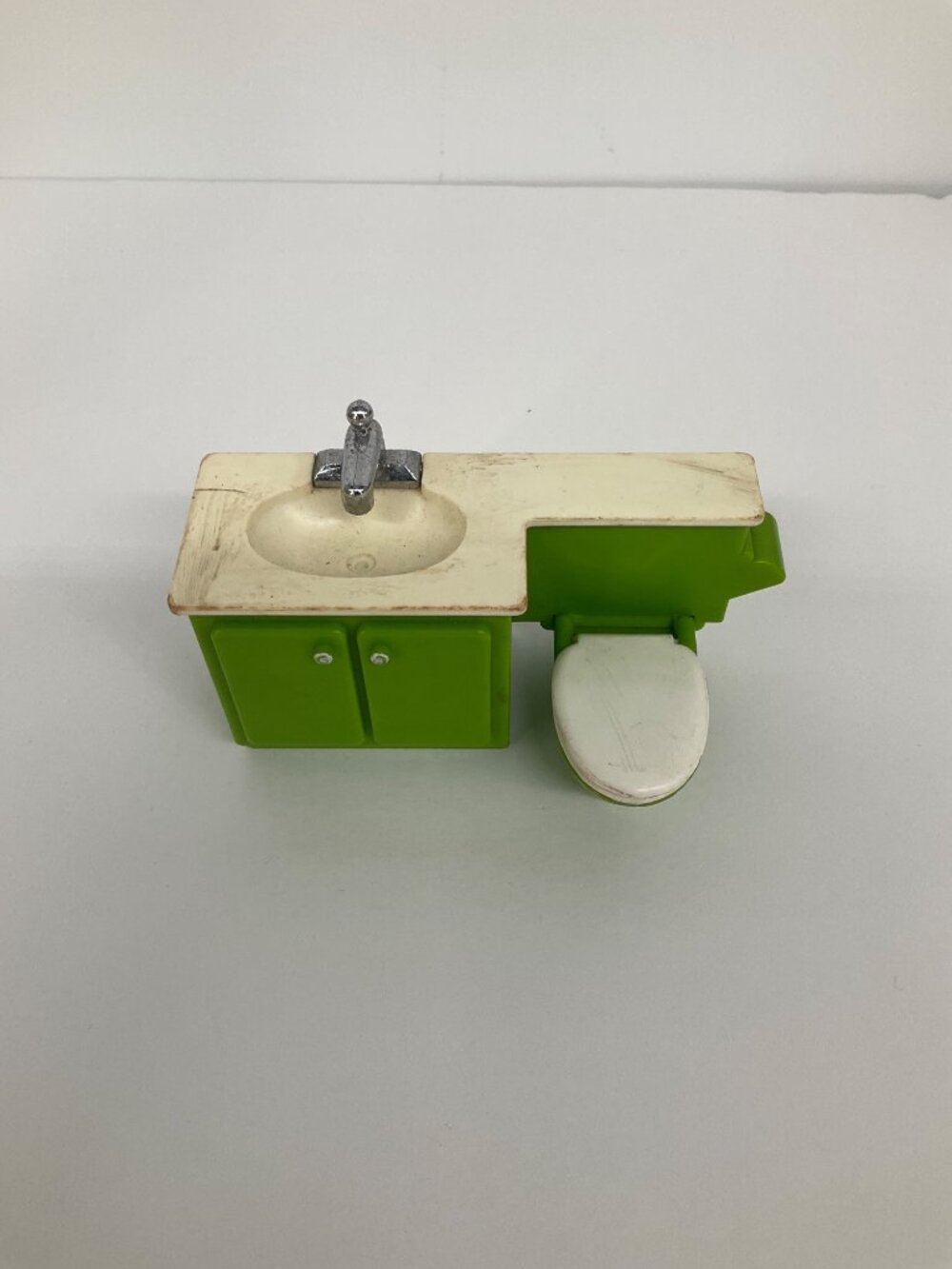 Vintage 70s Fisher Price Doll House Furniture Desk, Clock, Kitchen, Bathroom - Picture 5 of 11